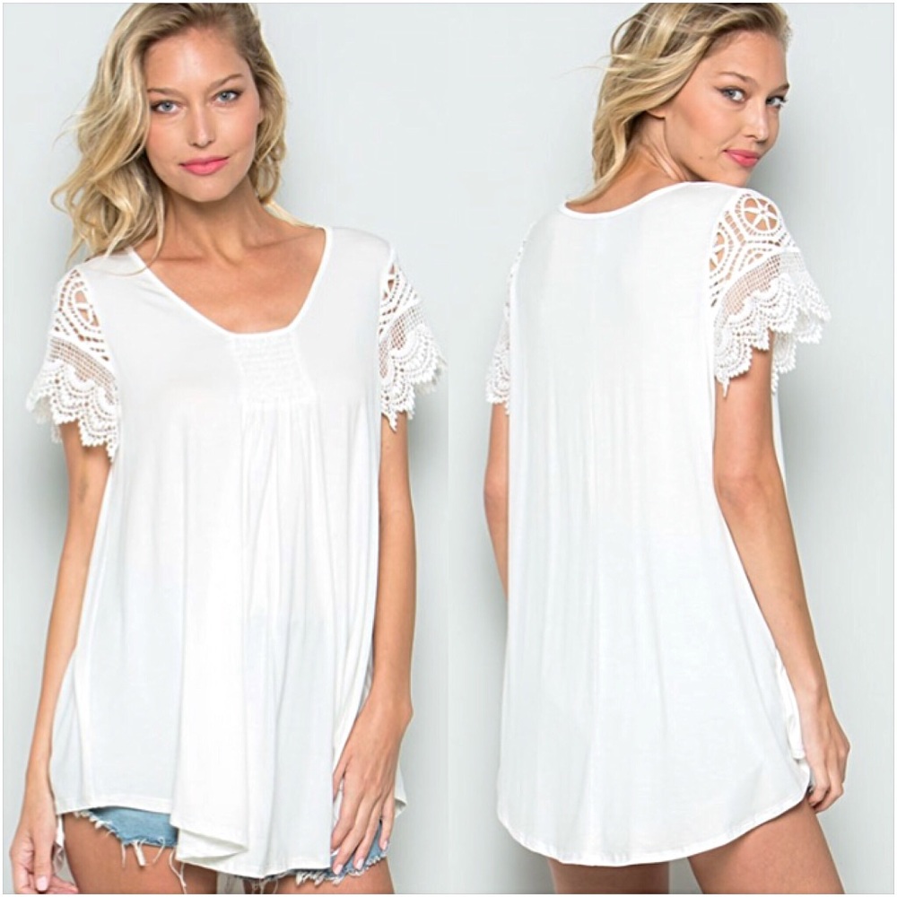 Ivory Soft Boho Flattering Tunic Top LXL - Picture 2 of 4